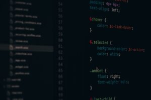 CSS Certification Level 1 - Close-up of colorful CSS code lines on a computer screen for web development.