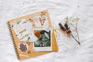 Discover Your Creativity Certification - A dreamy scrapbook layout with floral decorations and motivational cutouts.