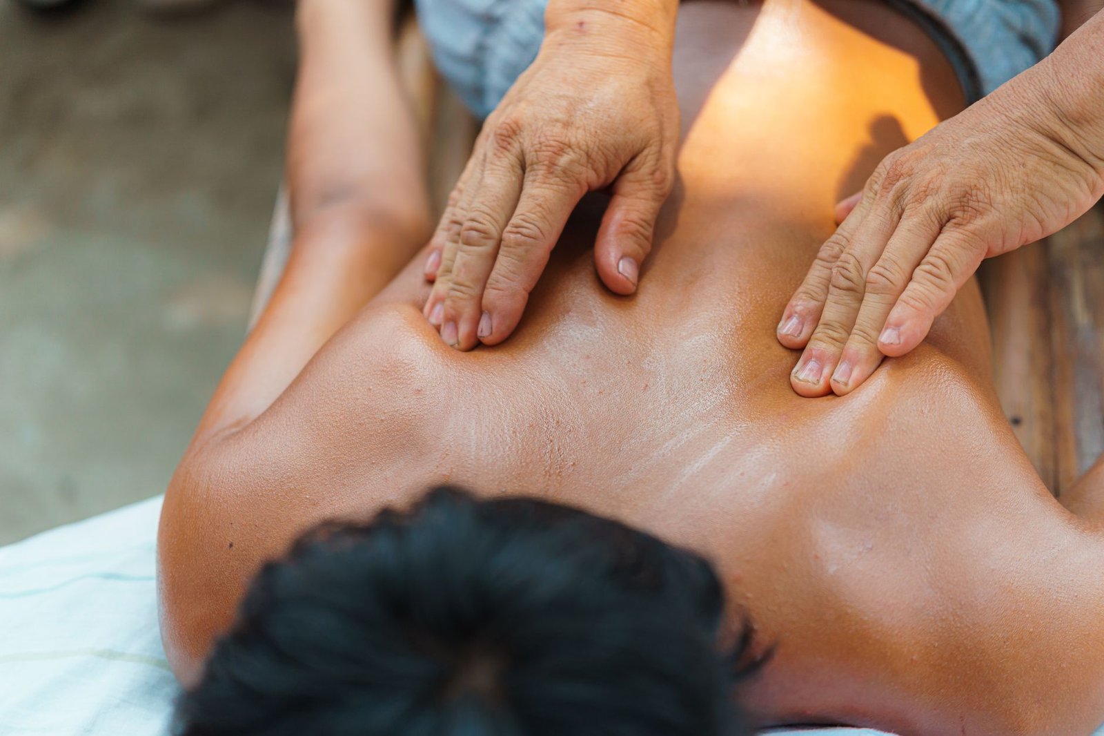 Upper Body Massage Certification - A soothing outdoor massage session focusing on relaxation and wellness, enhancing physical and mental health.