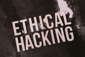 Email Management and Ethics Certification - Creative depiction of the term 'Ethical Hacking' on a dark artistic background.