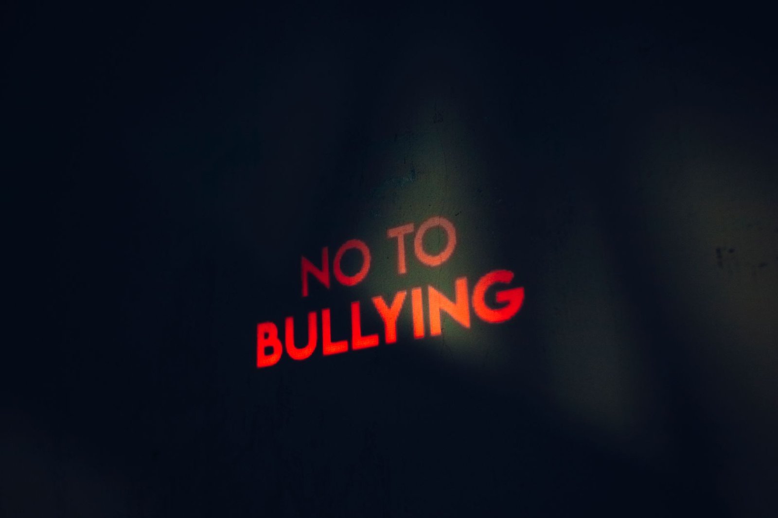 Bullying in Schools Awareness and Prevention Certification - Image featuring a strong anti-bullying message boldly lit on a dark background.