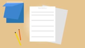 How to Run an Efficient Payroll Certification - Vector illustration of payroll documents placed on beige desk near pencils and blue black calendar